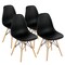 Gymax Set of 4 Modern Dining Side Chair Armless Home Office w/ Wood Legs Black
